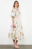 Laura Puff Sleeve Floral Maxi THML Dress