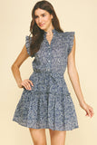 PINCH Inez Paisley Print Ruffled Mini Dress