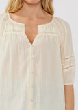 Lovestitch Kinsley Short Puff Sleeve Button Down Top