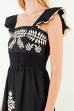 THML Catherine Flutter Sleeve Embroidery Detail Dress