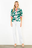 THML Coryelle Puff Sleeve Geometric Print Top