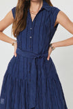 Elizabeth Cap Sleeve Button Down Tiered Midi Dress