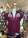 THML Leah Flutter Sleeve Embroidered Top - SALE