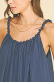 PINCH Sadie Solid Maxi Dress with Ball Trim Neckline