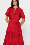 Velma Puff Sleeves Pleated Maxi Current Air Dress