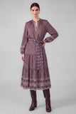 Kristen Long Sleeve with Waist Belt Tiered Current Air Dress