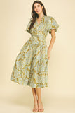 PINCH Anya Paisley Flutter Sleeve Midi Dress