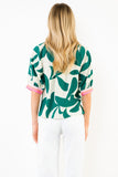 THML Coryelle Puff Sleeve Geometric Print Top