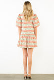 THML Farah Puff Sleeve Geometric Pattern Dress