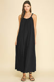 PINCH Alessia Solid Maxi Dress with Ball Trim Neckline