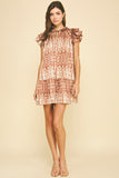 Irma Print Ruffled Sleeve Tiered Mini PINCH Dress