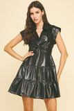 Taylor Faux Leather Twist Mini PINCH Dress