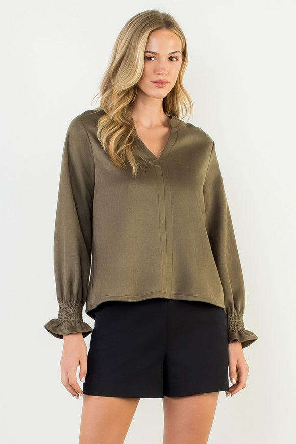 Jocelyn Long Sleeve Suede THML Top