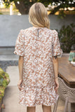 Adley Floral Jaquard Puff Sleeve VOY Dress