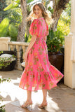 Natalia Puff Sleeve Flower Print Maxi THML Dress