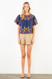 THML Louisa Short Sleeve Embroidery Detail Top