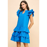 Jianna Blue Ruffle Tiered Mini PINCH Dress