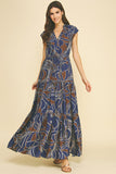 PINCH Caroline Abstract Print Tiered Maxi Dress