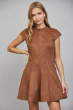 Cora High Neckline Flare Suede Mini FATE Dress