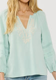 Lovestitch Harper Embroidered and Lace Trim Top