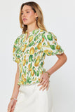 Amari Lemon Print Puff Sleeve Current Air Blouse