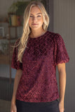 Alexandra Trellis Trimmed Crushed Velvet Bubble Sleeve VOY Top