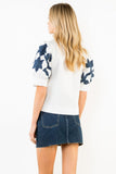 THML Stephanie Puff Sleeve Floral Embroidery Top