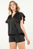 Tracy Flutter Sleeve Button Up THML Top