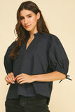 PINCH Paula Puff Sleeve With Self Tie Detail Blouse