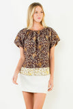 THML Marsha Puff Sleeve Plant Print Top