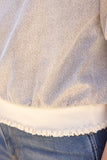 Odette Ribbed Knit Band Solid Faux Leather VOY Top