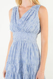 THML Surith Sleeveless Verticak Stripes Tiered Dress