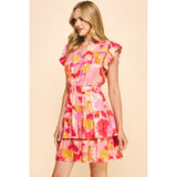 Ruby Watercolor Print Mini PINCH Dress