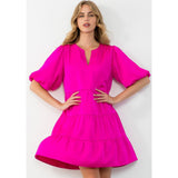 Maggie Puff Sleeve Tiered THML Dress