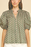 PINCH Jaylan Paisley Print V Neck Blouse