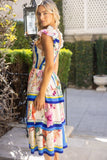 Rhea Floral Border Print VOY Midi Dress