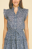 PINCH Inez Paisley Print Ruffled Mini Dress