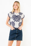 THML Aliana Short Sleeve Embroidery Detail Top