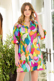 Glenda Puff Sleeve Multi Color THML Dress