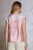 Julissa Ruffle Sleeve V Neck Relaxed Fit Current Air Blouse