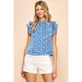 Carissa Print Short Sleeve PINCH Blouse