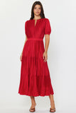 Velma Puff Sleeves Pleated Maxi Current Air Dress