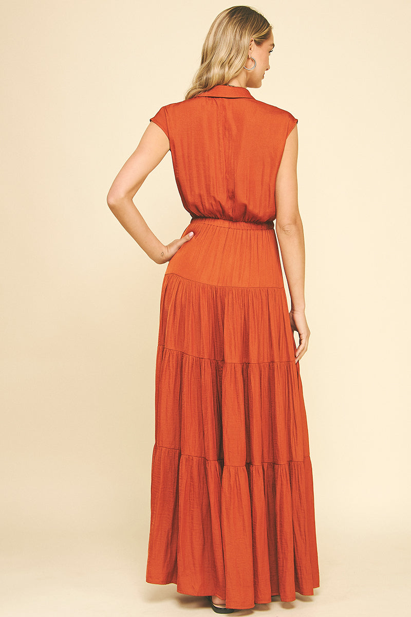 PINCH Azura Sleeveless Tiered Maxi Dress S