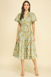 PINCH Anya Paisley Flutter Sleeve Midi Dress