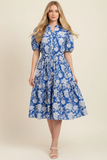 PINCH Erica Floral Print Tiered Midi Dress