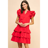 Vivianne Red Ruffle Tiered Mini PINCH Dress