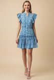PINCH Eloise Geometric Ruffle Mini Dress