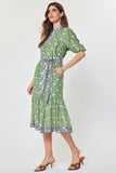 Keely Floral Print Tiered Midi Dress