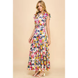 Abelia Print Satin Tiered Maxi PINCH Dress