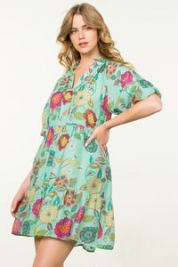 Lyona Puff Sleeve Flora THML Dress